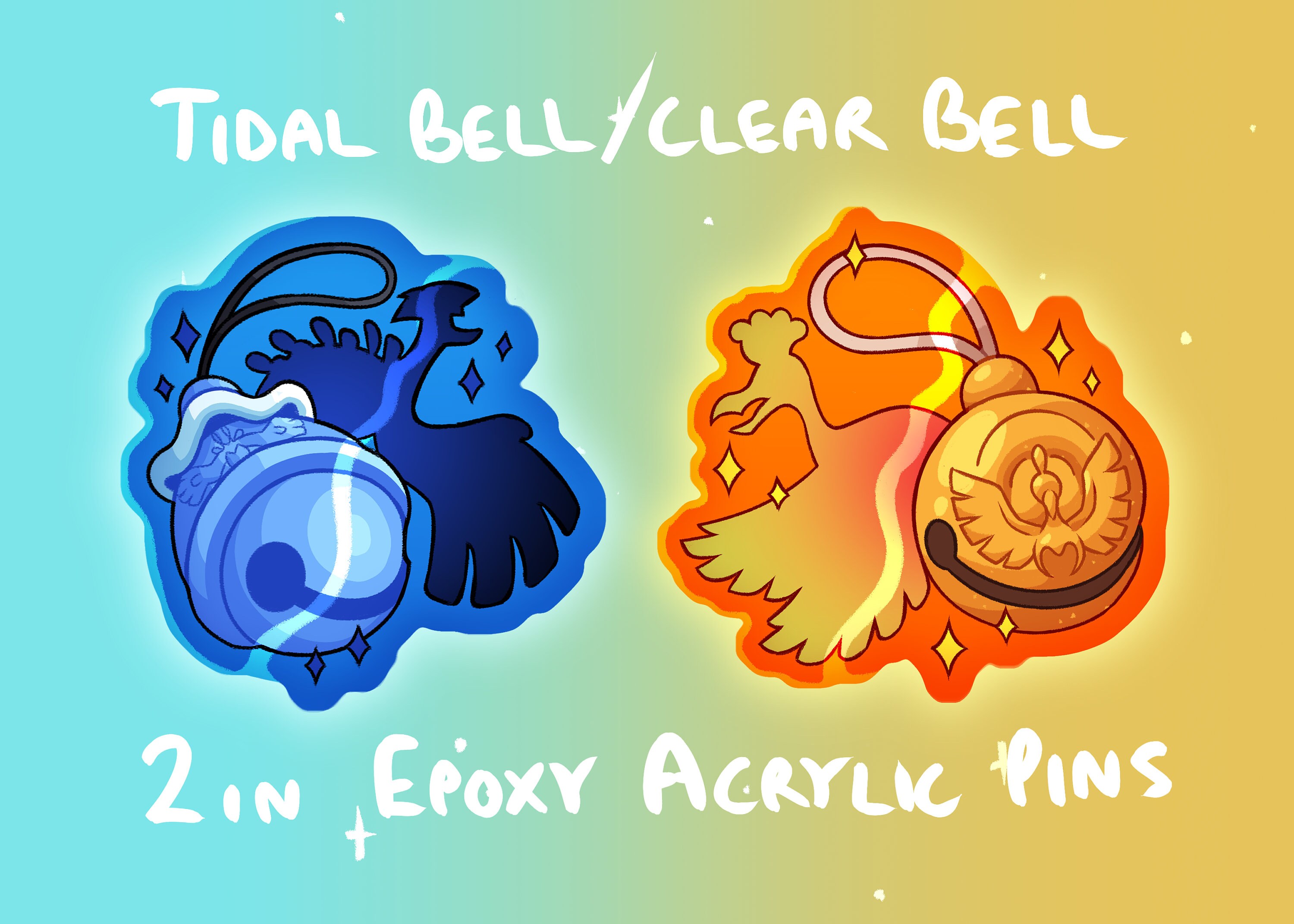 Tidal Bell/clear Bell Tower Duo Lugia Hooh Epoxy Acrylic Pins Etsy