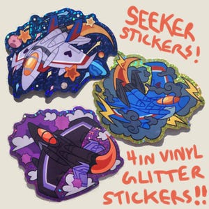 Seeker Stickers! - Transformers Decepticon Seekers Starscream, Skywarp, Thundercracker 3in Glitter Stickers
