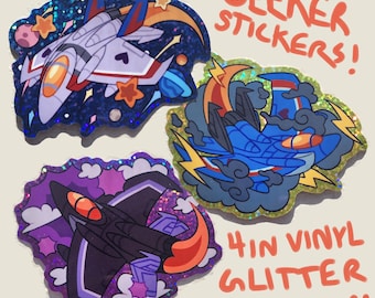 Stickers chercheur d'or ! - Transformers Decepticon Seekers Starscream, Skywarp, Thundercracker 3 en stickers scintillants