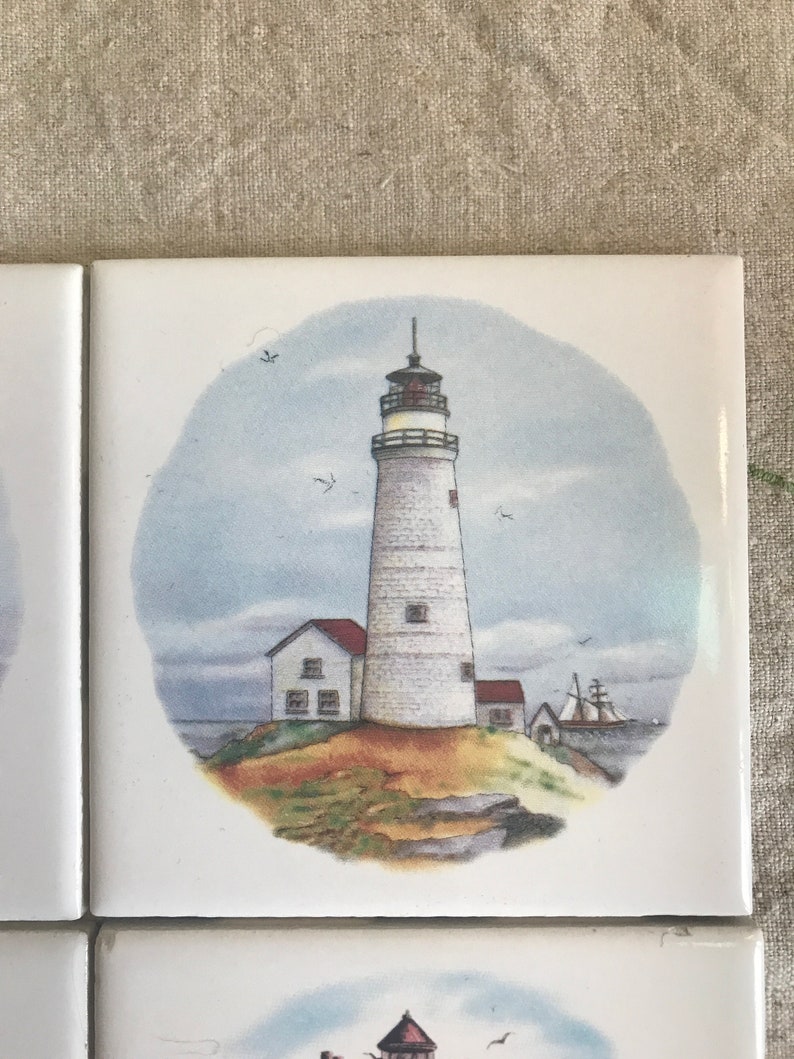 Set of 4 Ceramic LIGHTHOUSE Coasters/trivets Etsy