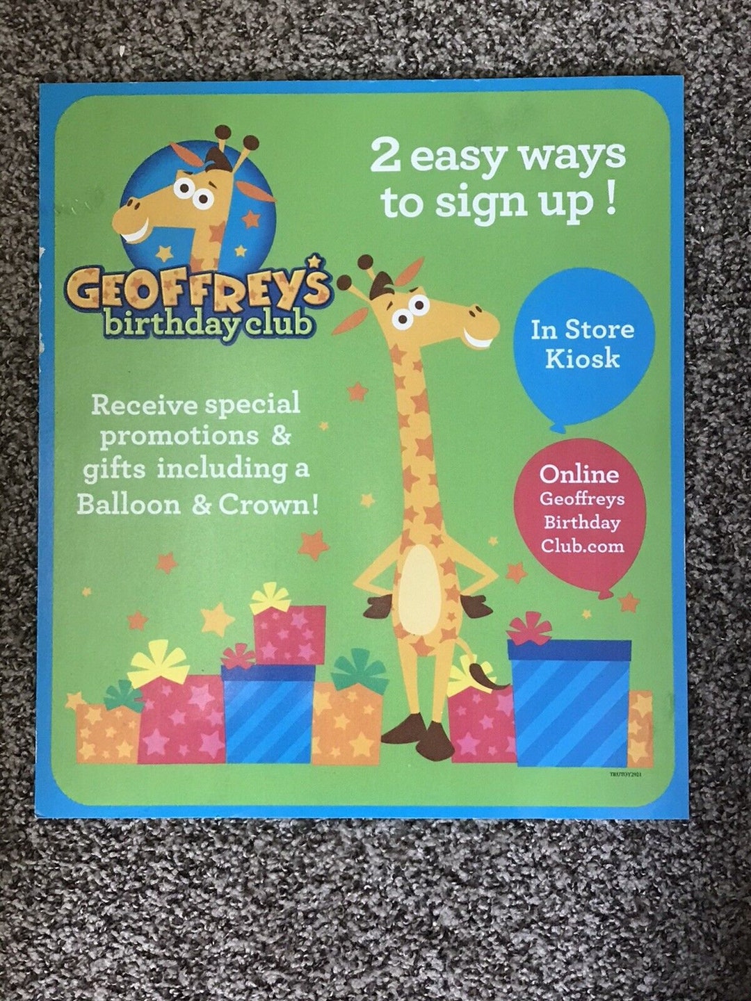 TOYS R US Geoffrey Birthday Club Sign up Display Sign 16 X Etsy