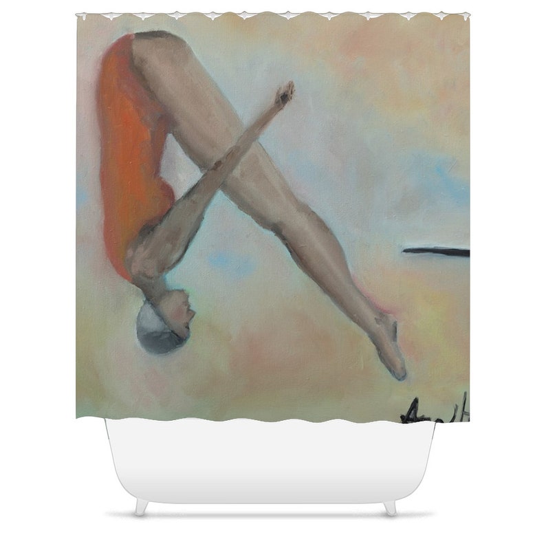 Shower Curtain The Swan Dive By Artist Ane Howard