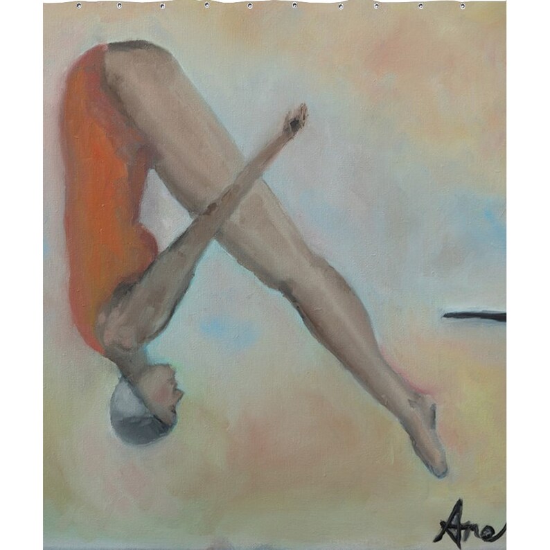 Shower Curtain The Swan Dive By Artist Ane Howard