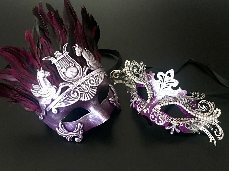 Purple Silver Masquerade Mask Wedding Masquerade Mask Party Event Mask Feather Masquerade Mask Mask for Women Luxury Women Mask