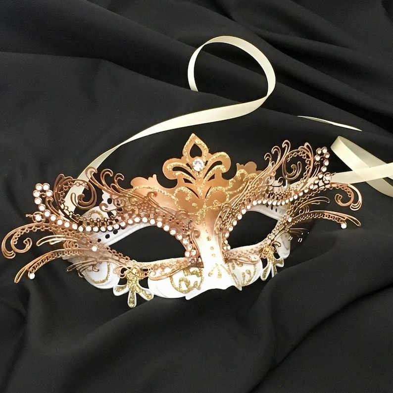 Mask for Women White Gold Masquerade Mask Luxury Women Mask Luxury Venetian Mask Party Event Masks Couple Mask Wedding Masquerade Mask
