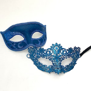 Blue Lace Masquerade Mask: His & Hers Party Masks