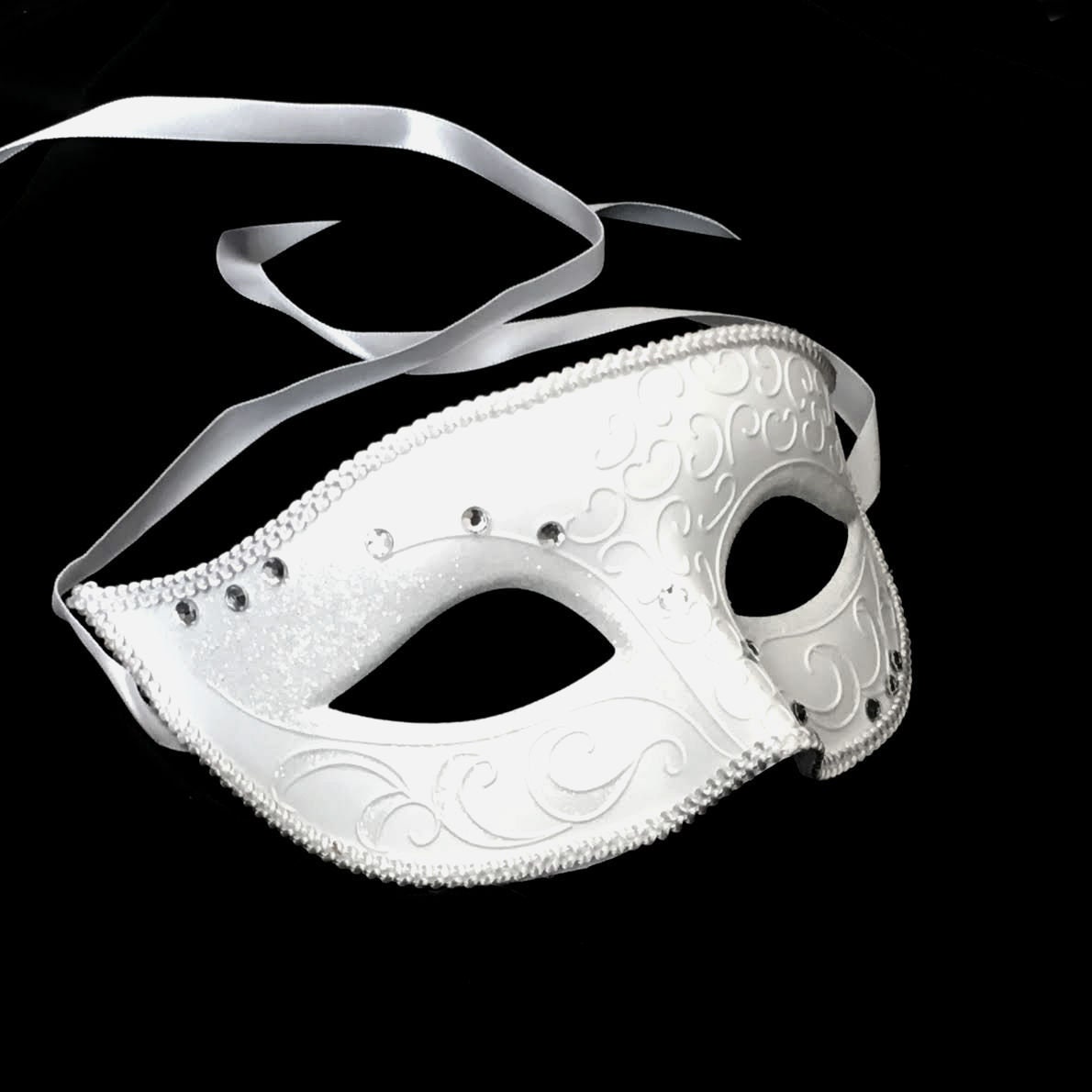 White Masquerade Mask White Men Mask Party Event Mask Etsy