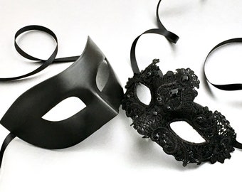Black Masquerade Mask, Women Black Lace Mask, Ball Party Mask, Anniversary Mask, Wedding Mask, Birthday Mask, Classic Men Mask, Black Mask