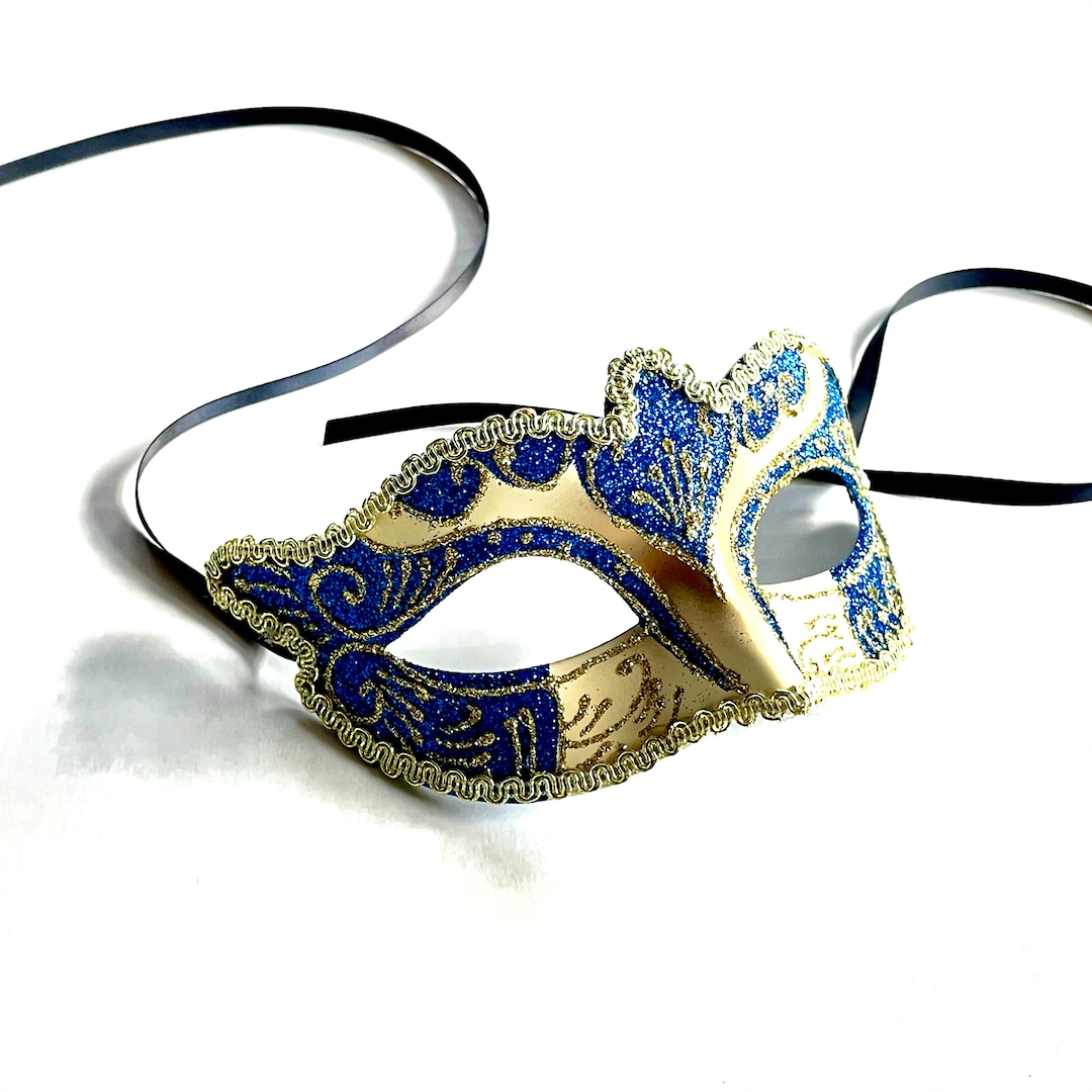 Blue & Gold Masquerade Mask: Women's Ball Party Mask - Etsy