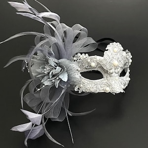 Silver Floral Masquerade Mask: Women's Party Mask