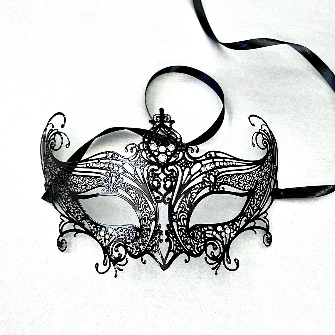 Black Masquerade Mask Women Metal Mask Women Mask Metal Etsy