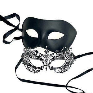 Black Masquerade Mask, Women Mask, Women Mask, Ball Party Mask, Anniversary Mask, Halloween Mask, Wedding Mask, Metal Mask, Mens Mask