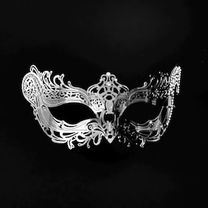 Silver Masquerade Mask: Jeweled Metal Mask, Halloween Ball Party