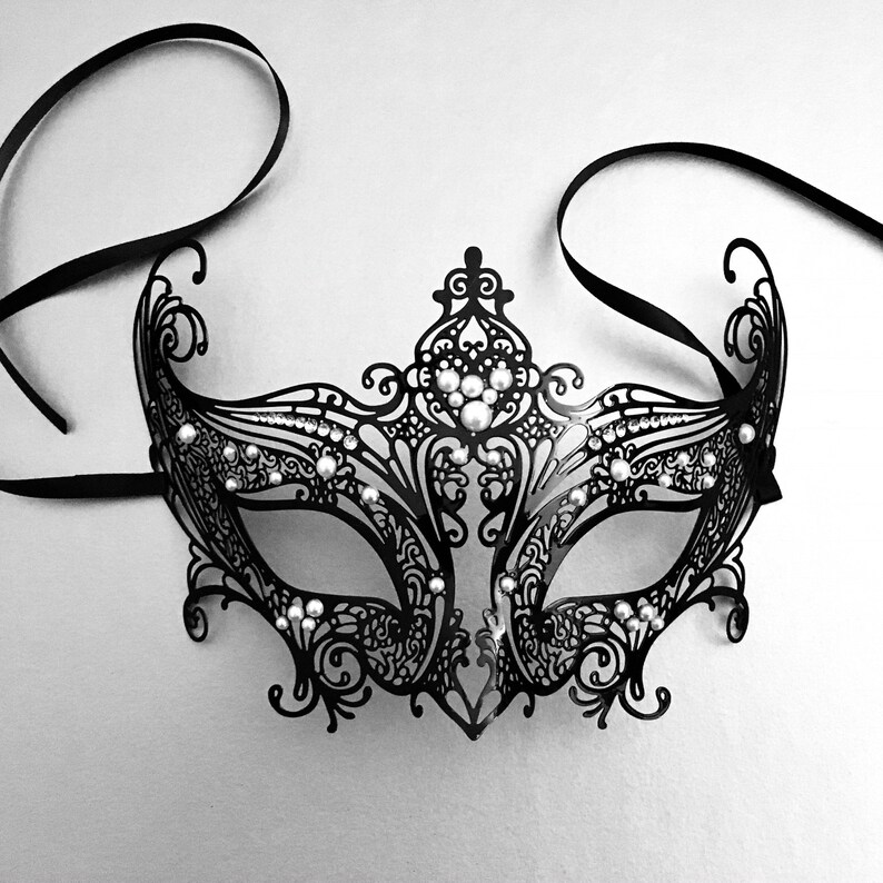 Black Masquerade Mask Women Metal Mask Women Mask Metal Etsy