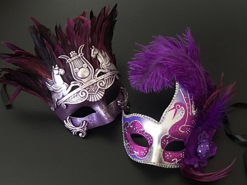 Party Event Mask Feather Masquerade Mask Mask for Women Wedding Masquerade Mask Purple Silver Masquerade Mask Feather Women Mask