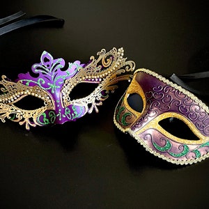Purple Gold Glitter Masquerade Mask: Venetian Style Ball Mask