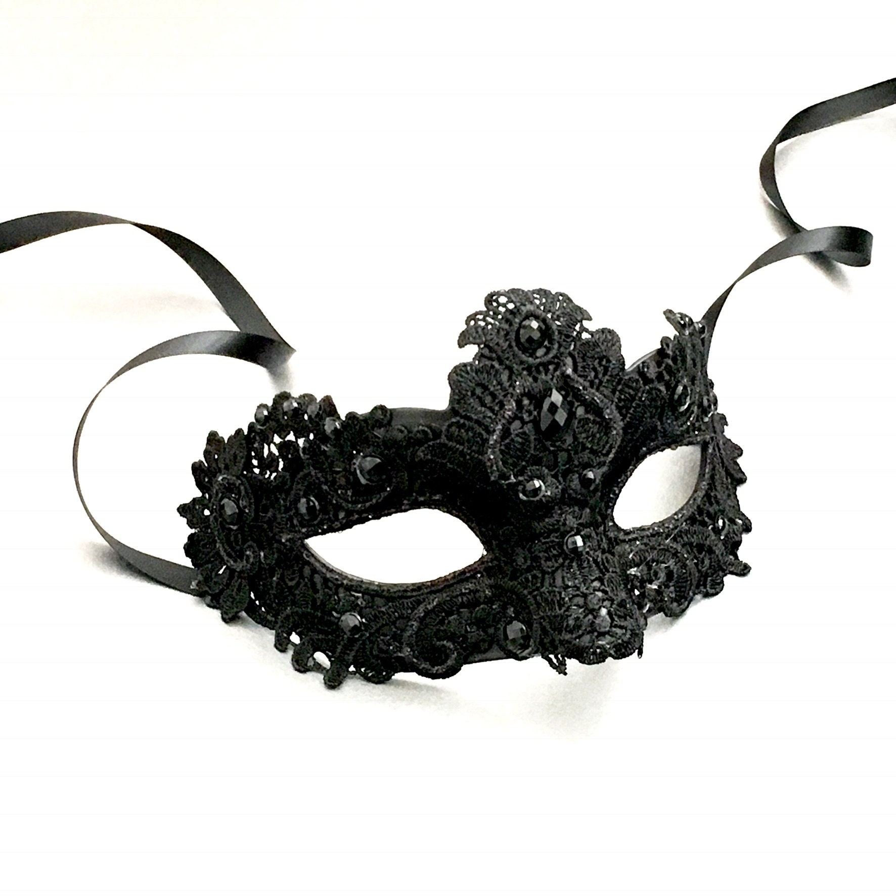 Black Masquerade Mask Women Floral Mask Women Ball Party - Etsy