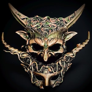 Forest Horned Mask: Bronze Goddess Costume, Halloween Party
