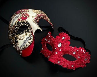 Red Lace Masquerade Mask: Women&#39;s Valentine&#39;s Ball Mask