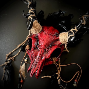 Pagan Skull Headpiece, Viking Skull Headpiece, Halloween Headpiece, Shaman Headpiece, Costume Headpiece, Skull Headpiece