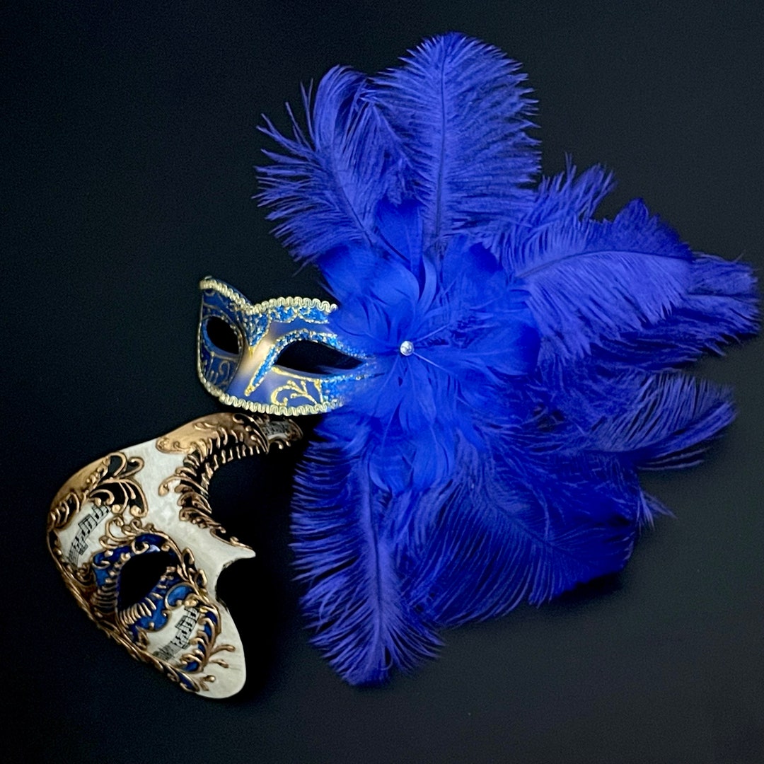 Blue Feather Masquerade Mask: Women's Ball Party Mask - Etsy