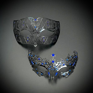 Black Metal Masquerade Mask: Rhinestone Party Mask