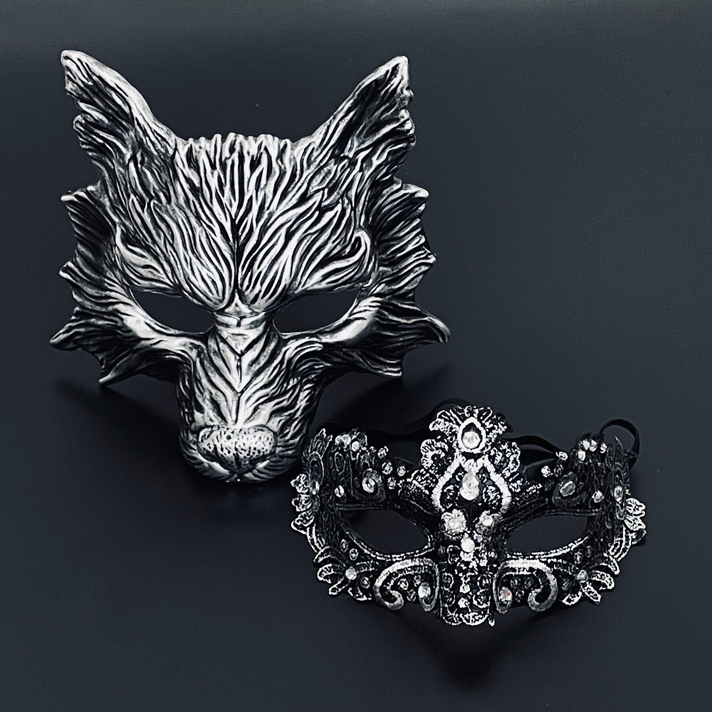 Black Lace Masquerade Mask: Silver, Gold, Gems