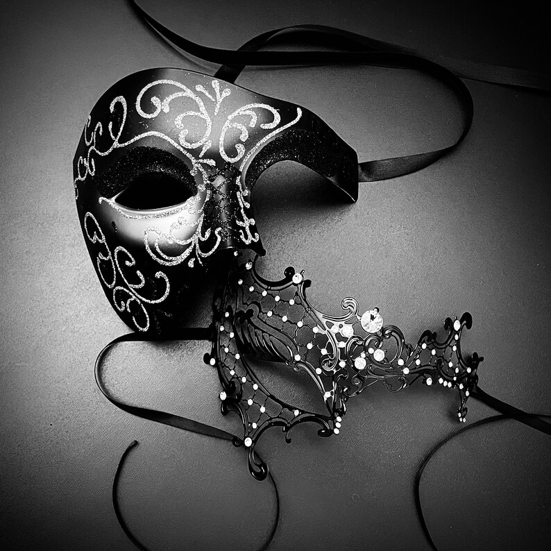 Black Gold Masquerade Mask Phantom Mask Women Mask Ball Etsy