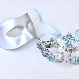 Silver Masquerade Mask, Silver Women Masquerade Mask, Halloween Couple Masks, Ball Mask, Women Mask, Wedding Mask, Women Party Mask.