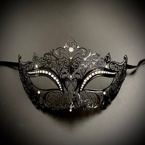 Black Metal Masquerade Mask: Rhinestone Party Mask