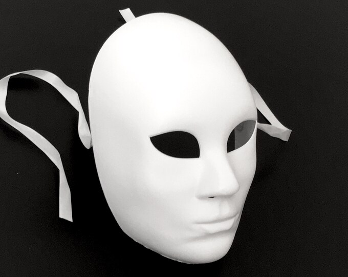 White DIY Masquerade Mask, Halloween Mask, Blank Mask, Unpainted White Masquerade Mask, Full