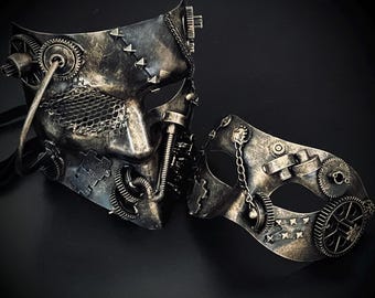 Black Gold Masquerade Mask,Steampunk Halloween Party Mask- Plastic
