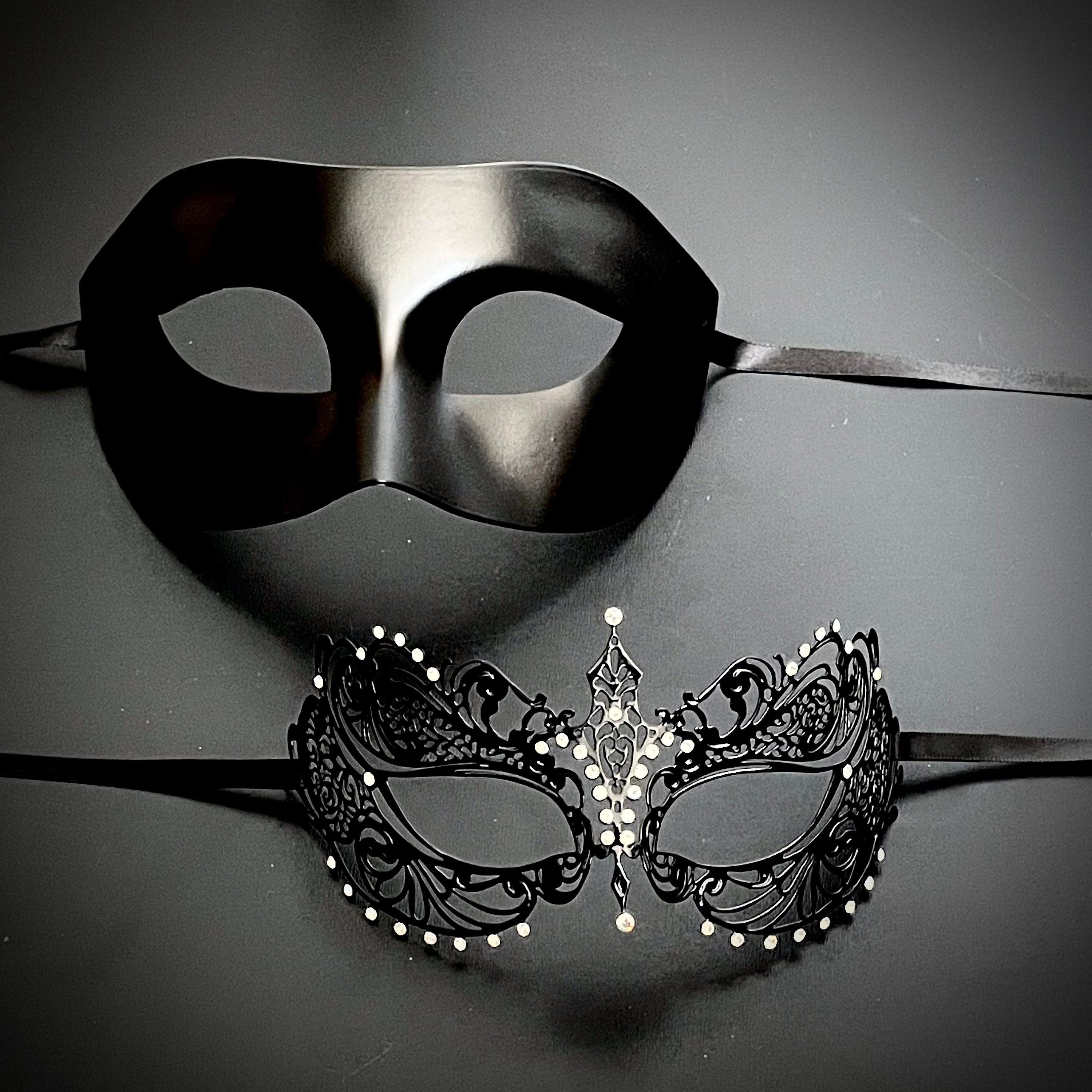 Buy Black Metal Masquerade Mask Set: Rhinestone Women's Mask