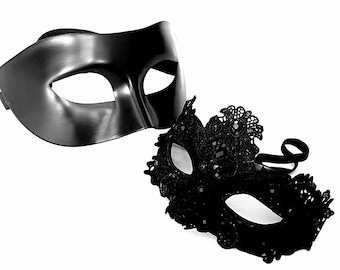 Black Masquerade Mask: Women's Lace, Men's Classic Party Mask