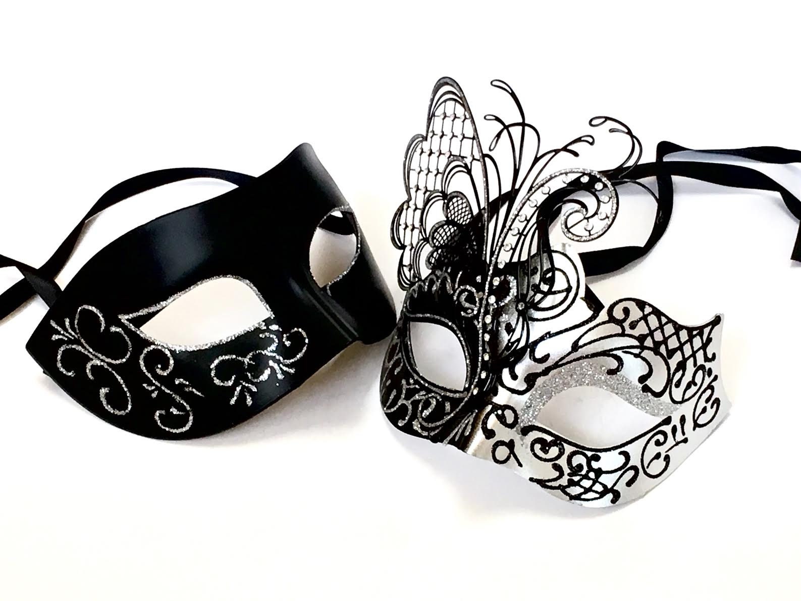Black Silver Masquerade Mask Black Gold Mask Black Etsy