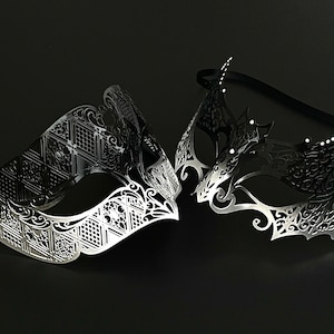 Black Metal Masquerade Mask: Rhinestone Halloween Costume Mask