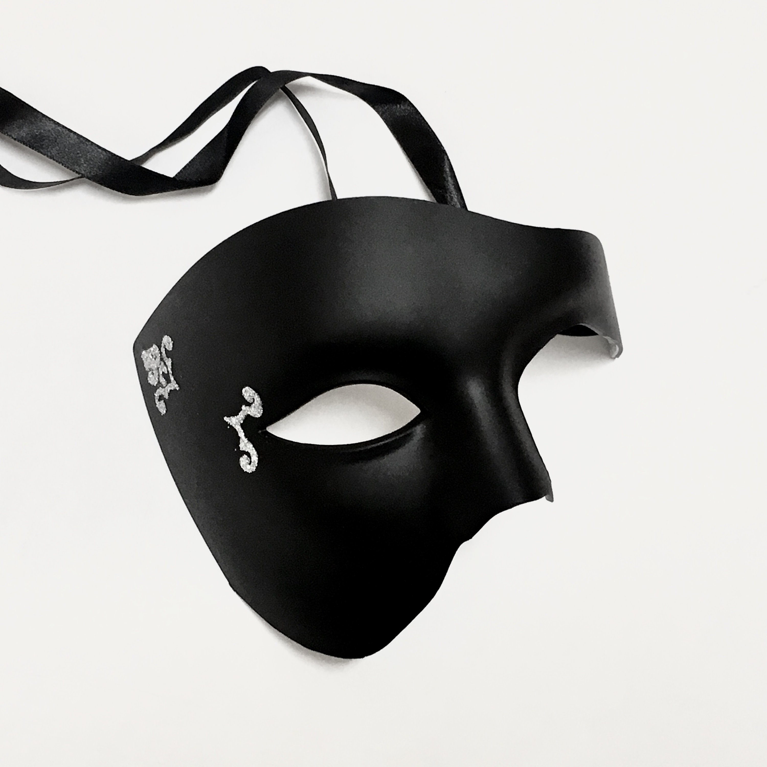 Black Masquerade Mask Black Men Mask Halloween Mask Men Etsy