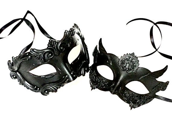 White Masquerade Wedding Mask Pair Bridal Groom Engagement Party-Wider Mens Mask
