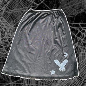 Bat block-printed vintage skirt