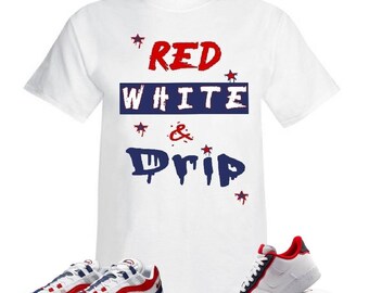red white & blue nike shirt
