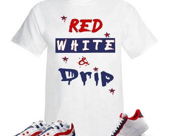Red White & Drip Tee to match 4th of July Sneaker Collection