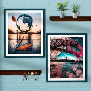 Vibrant Queens Set of TWO* Flushing Meadow Park and Astoria Hell Gate Triboro Bridge | Photo Prints Wall Decor