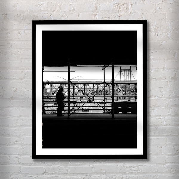 Walking Man* Astoria Queens Triboro RFK Bridge Astoria Boulevard Subway Station Black and White | Photo Print Wall Decor