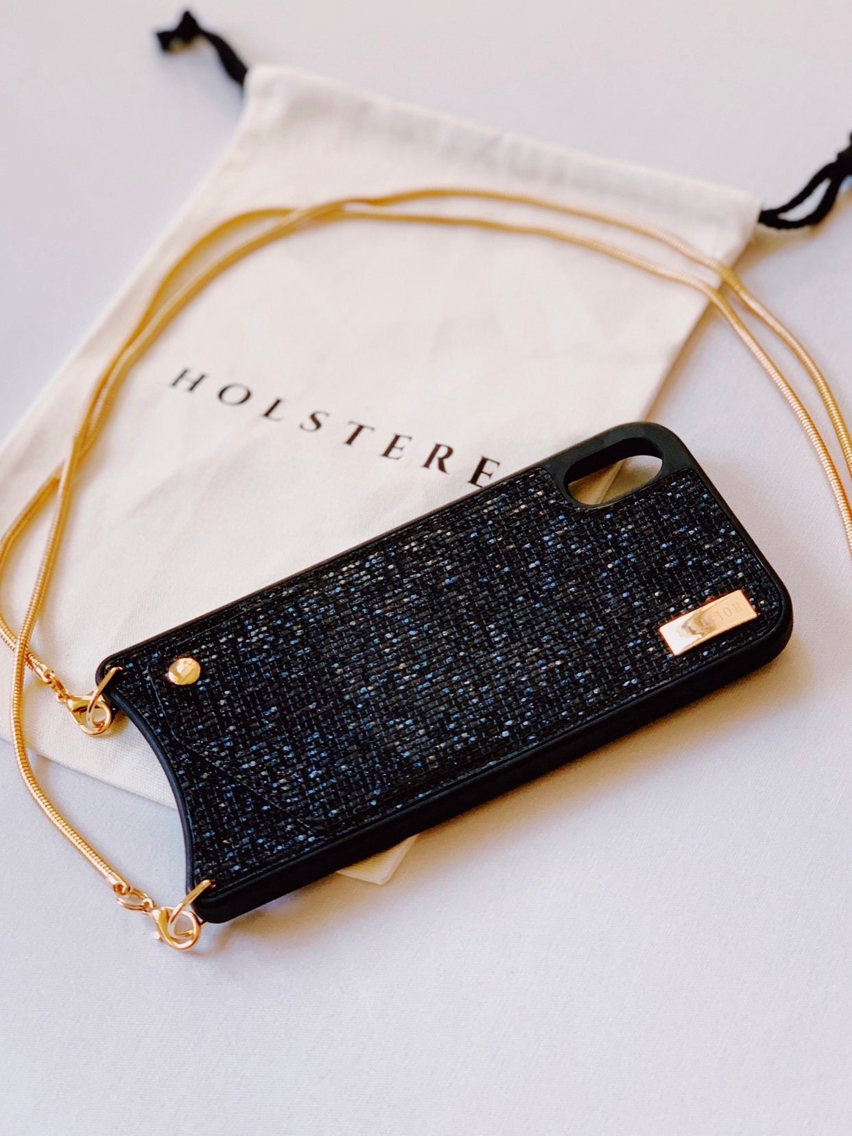 IPhone Case Crossbody with Chain Cute Bling Black Phone Etsy
