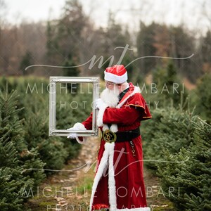 Santa at Christmas Tree Farm &gt;&gt; digital backdrop / background photography composite &gt;&gt; Socially distanced Santa, Social distancing Card 2