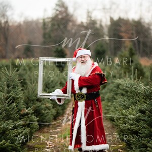 Santa at Christmas Tree Farm &gt;&gt; digital backdrop / background photography composite &gt;&gt; Socially distanced Santa, Social distancing Card