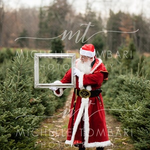 Santa at Christmas Tree Farm &gt;&gt; digital backdrop / background photography composite &gt;&gt; Socially distanced Santa, Social distancing Card 9