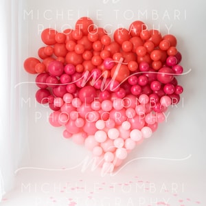 Valentine Balloon Heart Wall  &gt;&gt; digital backdrop for photography composite &gt;&gt; Valentine&#39;s Day birthday mini session baby kids confetti