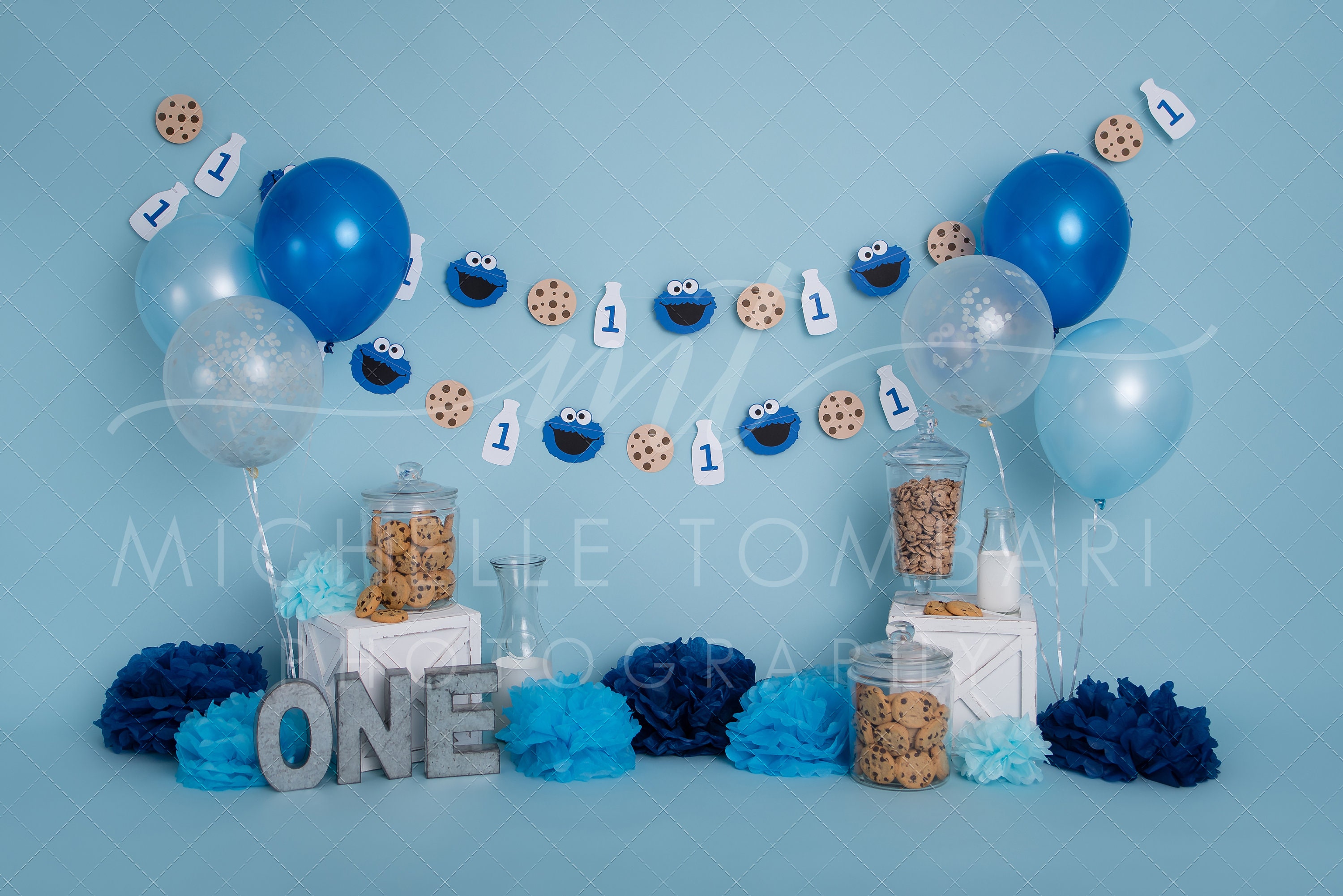cookiemonster B-shower! Designed by Floral Vision. Cake by Posh Bake, Balloon Decor