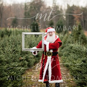 Santa at Christmas Tree Farm &gt;&gt; digital backdrop / background photography composite &gt;&gt; Socially distanced Santa, Social distancing Card 8